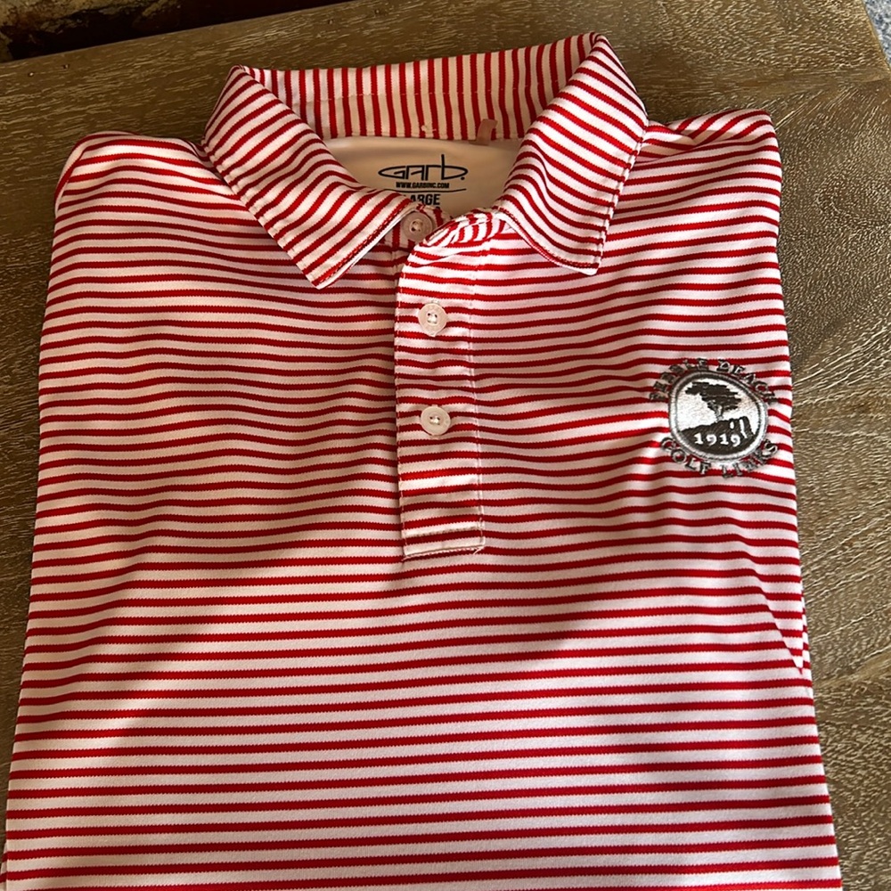Pebble Beach Golf Links Polo Shirt Striped Black embroidered logo